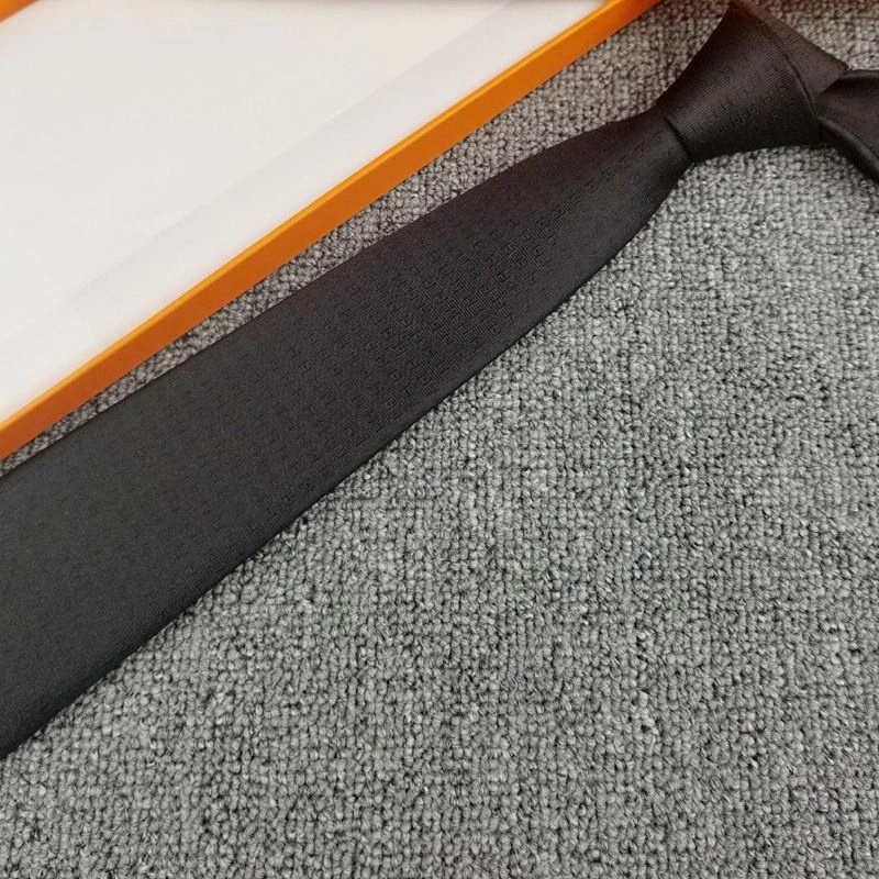 Hermes Faconnee H Bicolore Tie In Black - Image 4