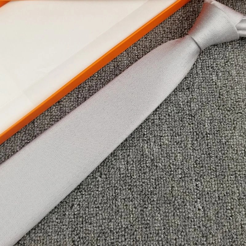 Hermes Faconnee H Bicolore Tie In Grey - Image 5