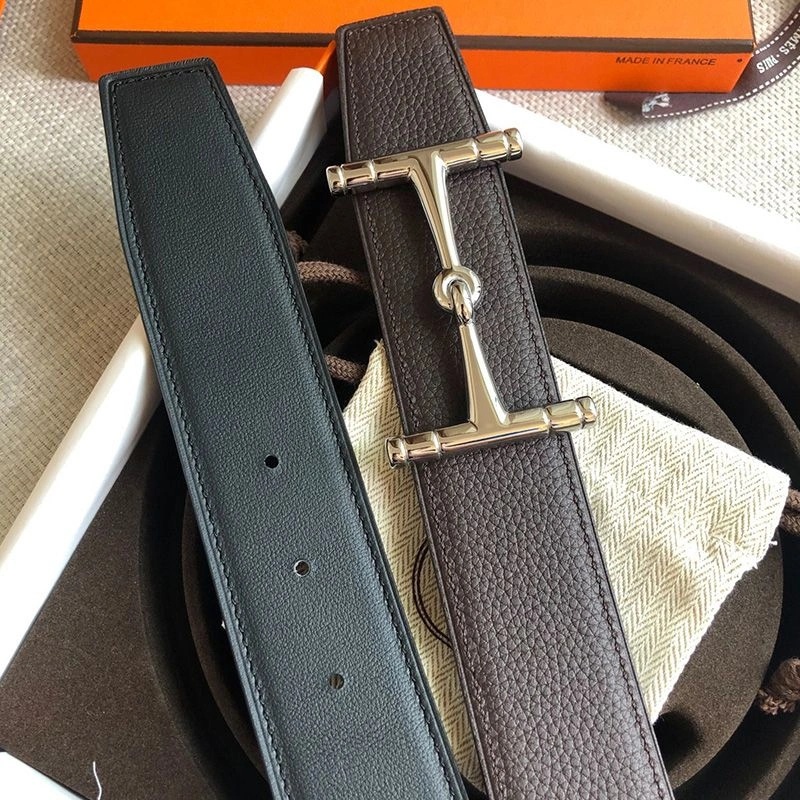 Hermes H Hippique Buckle 38MM Reversible Belt Togo Leather In Coffee - Image 5