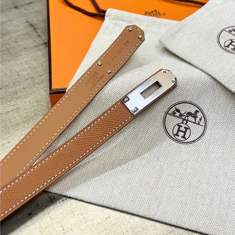 Hermes Kelly 18 Belt Espom Leather In Brown Silver - Image 3