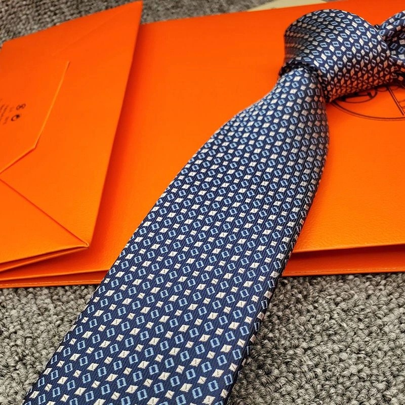 Hermes Maillon Shirting Tie In Blue - Image 3