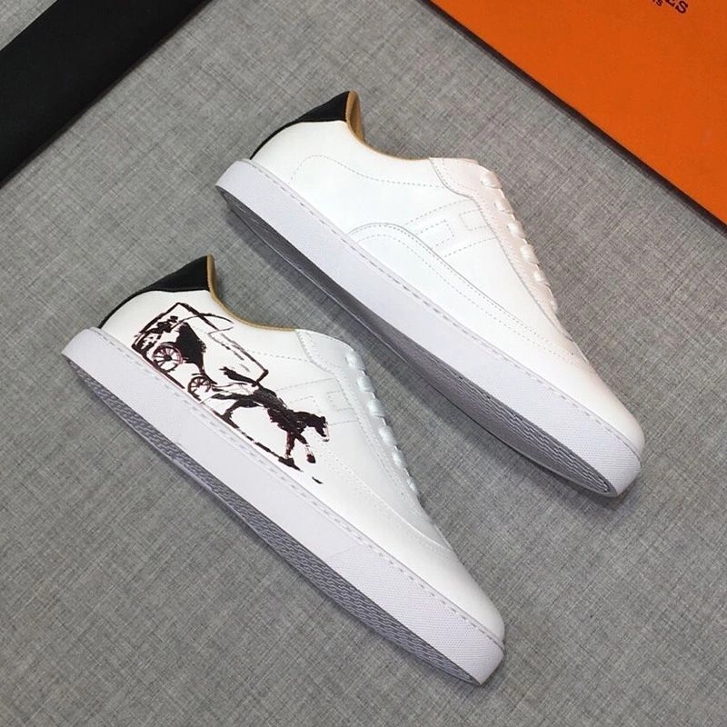 Hermes Quicker Sneakers Men Calfskin In White - Image 3