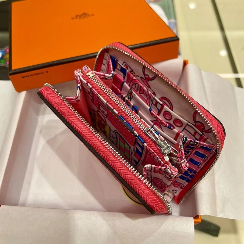 Hermes Silk'In Compact Wallet Epsom Leather In Rose - Image 3