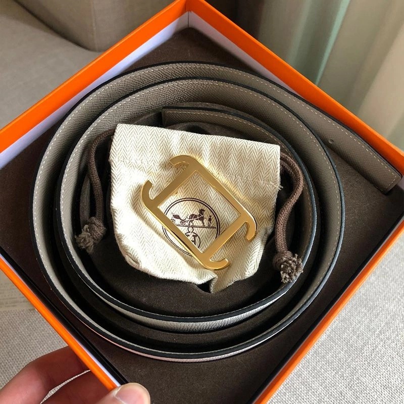 Hermes Society 32 Reversible Belt Togo Leather In Brown Grey - Image 3