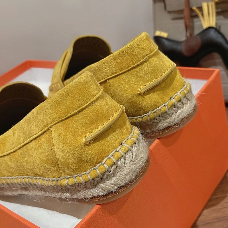 Hermes Trip Espadrilles Women Suede In Lemon - Image 4