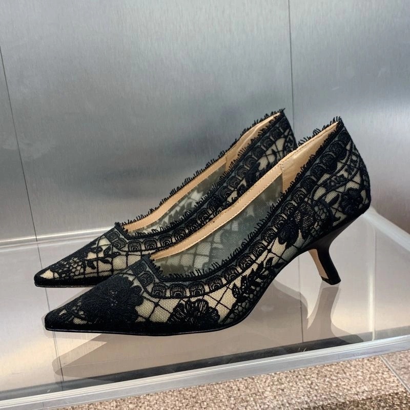 J'Adior Pumps Women Roses Motif Transparent Mesh Black - Image 3