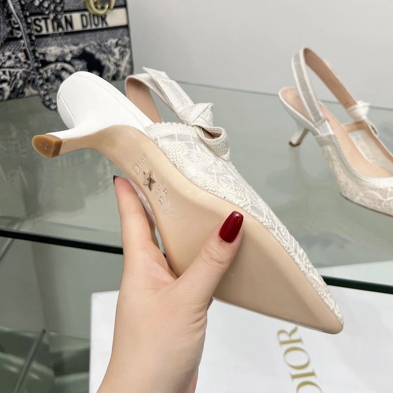 J'Adior Slingback Pumps Women Butterfly Motif Transparent Mesh White - Image 5