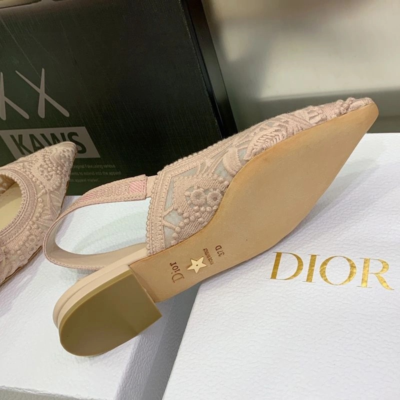 J'Adior Slingback Pumps Women D-Lace Macrame Motif Mesh Cherry - Image 7