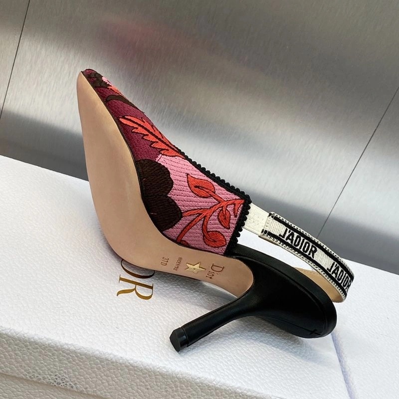 J'Adior Slingback Pumps Women Jardin Indien Motif Canvas Red - Image 3