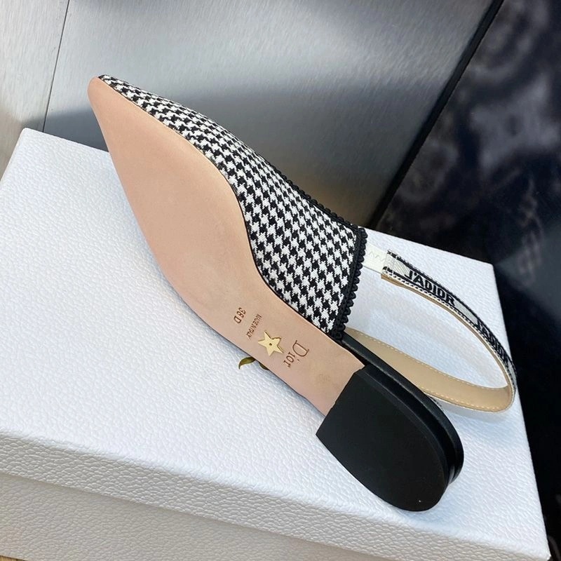 J'Adior Slingback Pumps Women Mirco Houndstooth Motif Canvas Black - Image 7