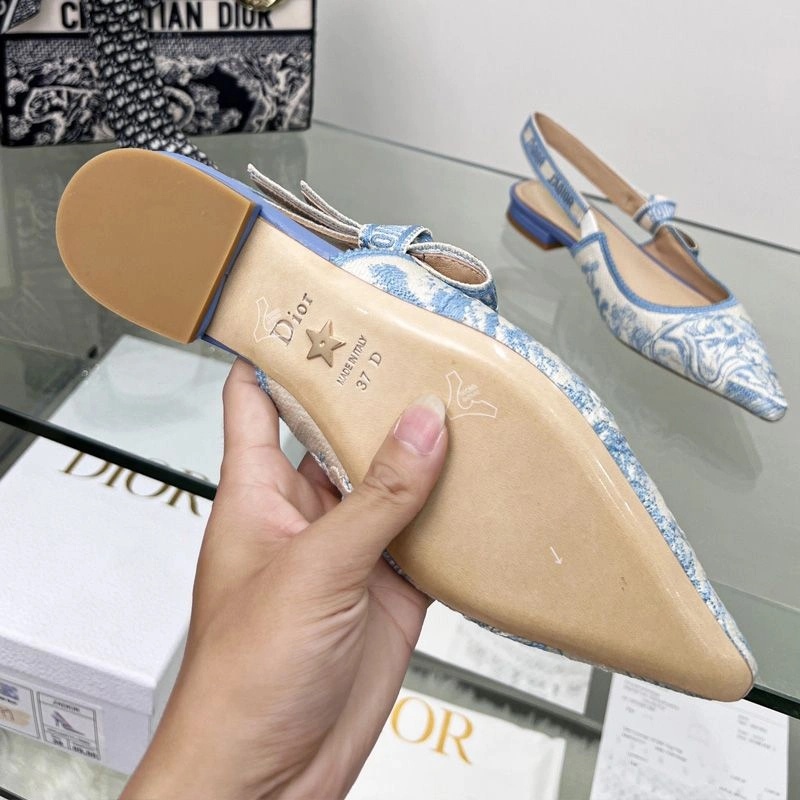 J'Adior Slingback Pumps Women Toile de Jouy Motif Canvas Sky Blue - Image 7