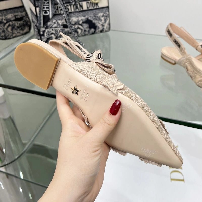 J'Adior Slingback Pumps Women 3D D-lace Motif Transparent Mesh Khaki - Image 7