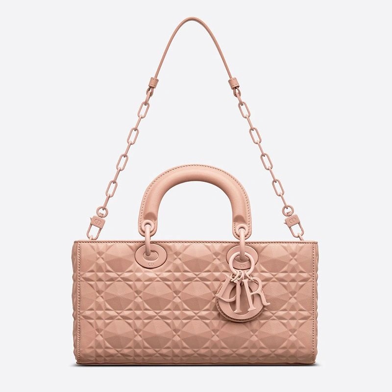 Medium Lady D-Joy Bag Ultramatte Cannage Calfskin with Diamond Motif Pink - Image 4