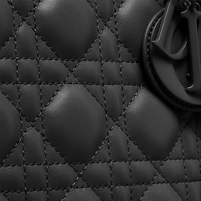 Medium Lady Dior Bag Ultramatte Cannage Calfskin Black - Image 4