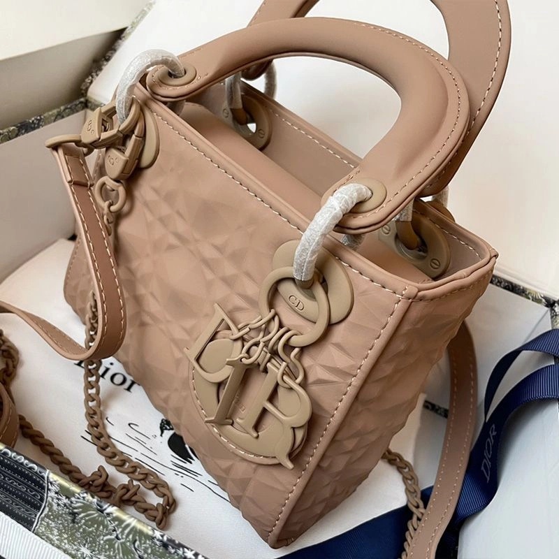 Mini Lady Dior Bag Ultramatte Frosted Cannage Calfskin Apricot - Image 3