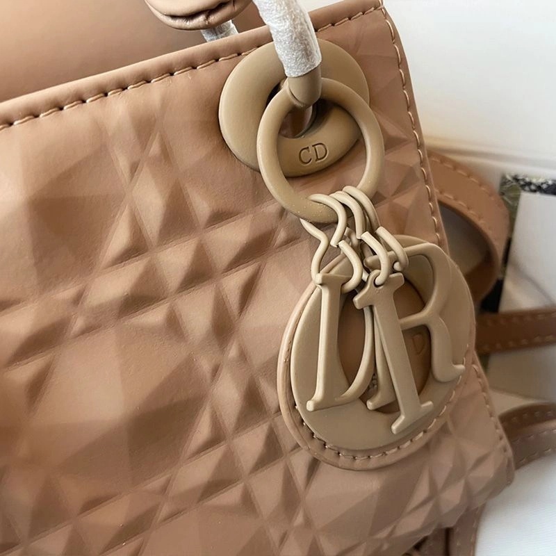 Mini Lady Dior Bag Ultramatte Frosted Cannage Calfskin Apricot - Image 5