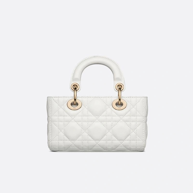 Micro Lady D-Joy Bag Cannage Lambskin White - Image 3