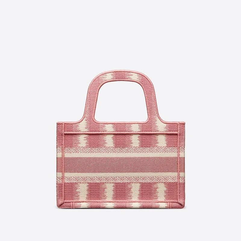Mini Dior Book Tote D-Stripes Motif Canvas Pink - Image 3