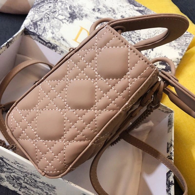 Mini Lady Dior Bag Ultramatte Calfskin Apricot - Image 3