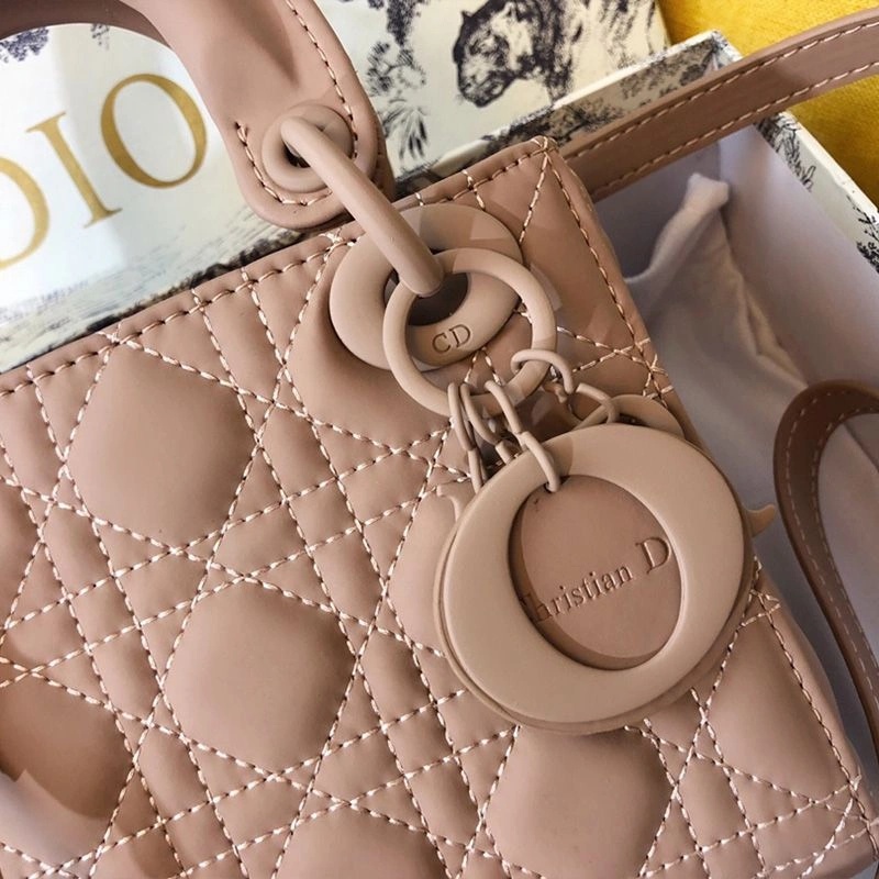 Mini Lady Dior Bag Ultramatte Calfskin Apricot - Image 5
