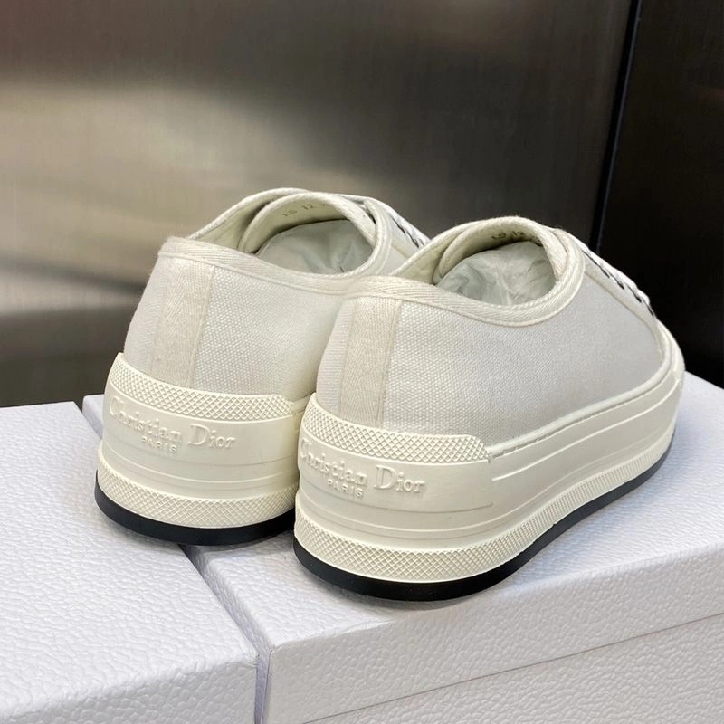 Walk'N'Dior Platform Sneakers Unisex Canvas White - Image 3